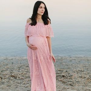 Pink Maternity Maxi Dress